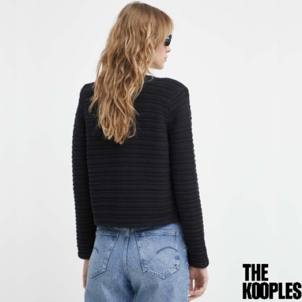 The Kooples **NWT** Round-Neck Long-Sleeve Ribbed Knitted Cardigan - Picture 4 of 13